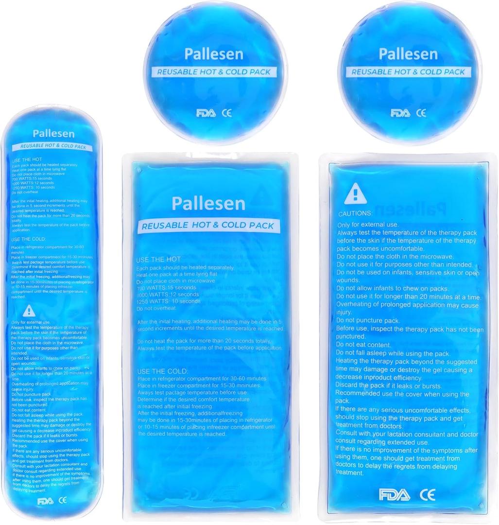 Gel Ice Packs for Injuries Reusable Gel Reusable Hot Pack & Cold Pack Compress for Injury, Pain Relief, Rehabilitation, Flexible Therapy, for Knee, Back, Neck, Wrist, Ankle (5 Pack - Blue)