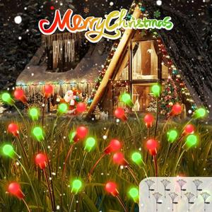 OZS 6Pack Total 48LED Solar Garden Lights Christmas Fairy Outdoor - Solar Firefly Lights Fairy Outdoor, Sway by Wind, Waterproof for Pathway Patio Yard Christmas Decorations(Red&Green)