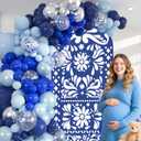 6ft Blue Mexican Fiesta Arch Cover Baby Shower Backdrop,2-Sided Round Top Chiara Backdrop Arch Covers for Mexican Wedding Birthday Bridal Shower Party Decoration