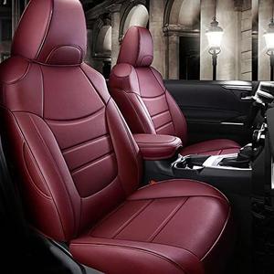 CocheFamilia Custom Fit RAV4 Hybrid Car Seat Covers for Select Toyota RAV4 Hybrid (Not for 2019-2025 Hybrid/Prime SE,XSE) 2019 2020 2021 2022 2023 2024 2025 - Full Set, Leather (Burgundy)