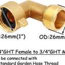 Uenede Brass 3/4" GHT Thread 5.5 Inches Length Garden Hose Extension Protector and 90° Elbow Swivel Garden Hose Connector Adapter Kit