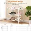 INSMART 3-Tier Expandable Shoe Rack, Stackable and Adjustable Shoes Organizer Storage Shelf, Sturdy and Durable Metal Structure Free Standing Shoe Rack for Closet Entryway Doorway, White