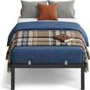 VASAGLE Twin Metal Bed Frame 14 Inches Tall, 550 lb Weight Capacity, No Box Spring Needed, with Under-Bed Storage, Easy Setup, Heavy-Duty Platform Bed, Mattress Retainers, Matte Black URMB653BD02S