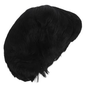 Housoutil Short Layered Black Wig with Wavy Bangs Synthetic Hair Glueless Wear Womens Natural Black Short Hair Styling for Daily Use and Costume