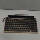 Adventurers Typewriter-Style Retro Mechanical Keyboard LED Backlight 83 Keys Bluetooth 5.0 Blue Axis Wood Color Panel Compatible with iOS/Android/Windows/Vista/Linux/Mac Office/Gaming, 12.8x6.6x1.6in