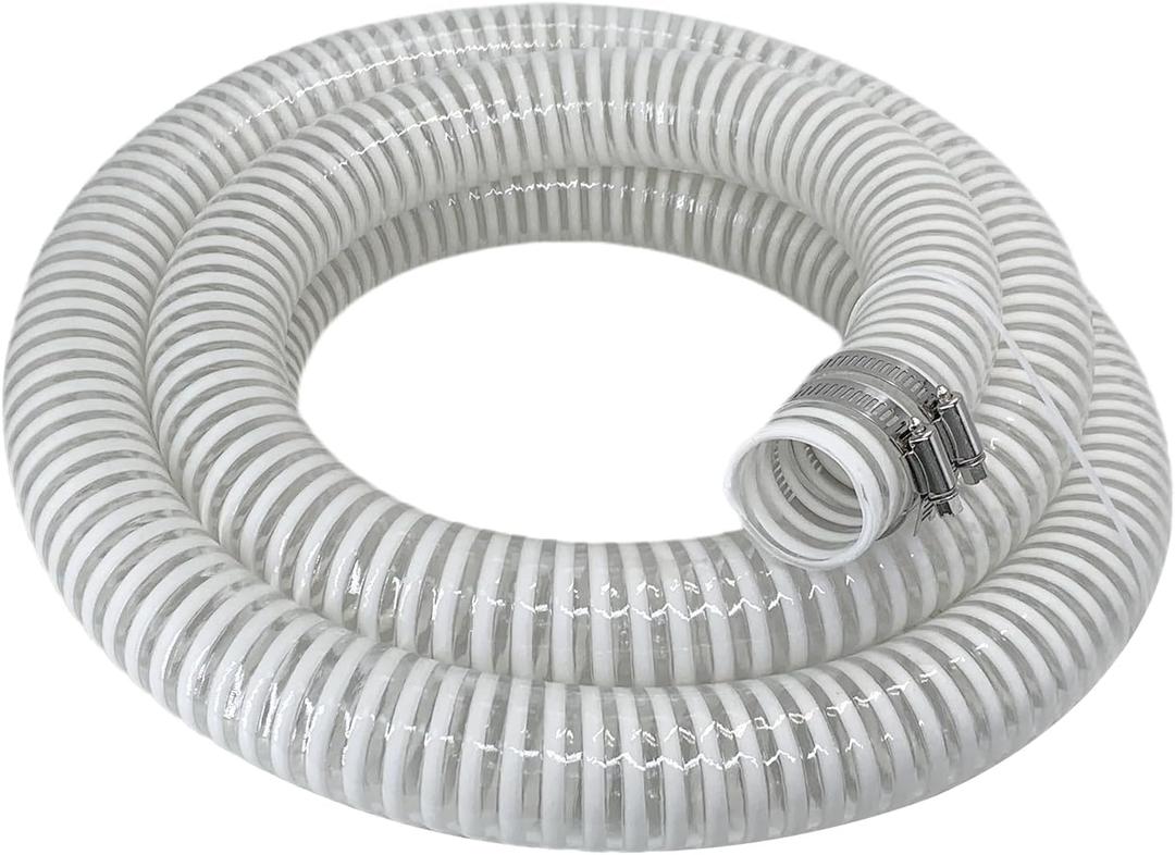 1 1/2 "-12 Ft Pool Filter Pump Connection Hose Premium Kink Free PVC Swimming Replacement Tube for Above Ground Pools, Includes 2 Hose Clamps and Can Be Cut as Needed
