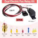 2 PCS Electric Fan Relay Kit, Dual Electric Fan Relay Kit, 185 On 175 Off Thermostat Switch 40A Relays, 12V Cooling Radiator Fan Relays Wiring Kits for Replacing Faulty Wiring, Truck Engine Cooling
