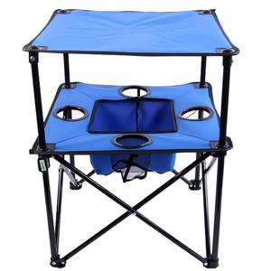 NiuXTool Portable Folding Camping Table with Cup Holders – Lightweight & Compact 2-Tier Outdoor Table with Storage, Ideal for Card Games, Snacks, Picnic, Tailgating & Camping (Blue + Black)