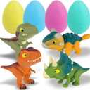 ZOHANINDL 5.12" Dinosaur Egg Toy 4Pack, Exquisitely Carved Dinosaur Figures, Easter Eggs, Suitable for Boys and Girls