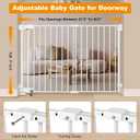 SHYUJAJIE No Bottom Bar Baby Gate, 37 inch Tall Cat Pet Gate for Doorway, Adjustable 27.5in- 43 in Dog Gate with Large Walk Thru Door (White, 37inch)