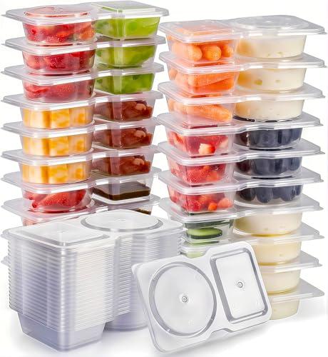 Reusable Snack Containers with Lids: Snack Pack Containers 20Pcs - Snackle Box Container Portion Control - Meal Prep Containers - Double Compartment Snack Containers for Travel - Camping Essentials