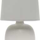Simple Designs LT2078-LWG Petite Mid Century Table Lamp, Light Wood and Light Gray
