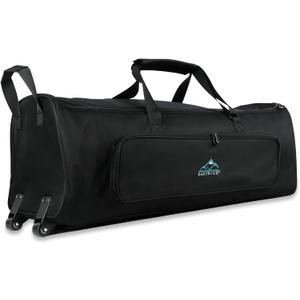 EASTROCK Drum Hardware Bag with Wheels, Heavy-Duty Rolling Drum Hardware Case for Percussion Stands, Cymbal Stands, Pedals & Drum Accessories, Large Capacity Wheeled Drum Carry Bag (black2)