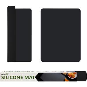 Silicone Mat for Kitchen Counter, Silicone Mat Trimable To Size, Black, 15.7X11.8inch, 2Pcs, BPA-Free Silicone Placemat, Heat-Resistant NonSlip Table Mat for Air Fryer, Countertop Protector Mat