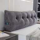 Large Triangular Headboard Wedge Bed Rest Reading Pillow Backrest Positioning Support Bolster Cushion with Removable Cover (Grey, Queen: 59x8x20 Inches)