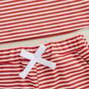 Fuethsuy Baseball Toddler Baby Boy Girl Clothes Striped Short Sleeve T-shirt Tops Elastic Waist Shorts Set 2Pcs Summer Outfit (Red, 18-24 Months)