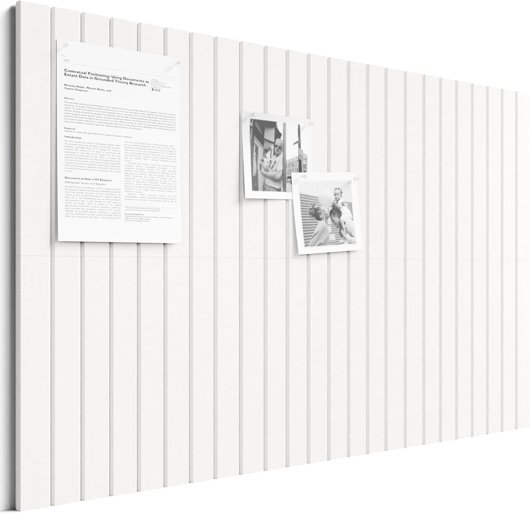 Bumusty Large Cork Board Alternative-36 x 24" Felt Bulletin Board Tiles, with 30 Pushpins, 40 Adhesive Tabs, 6-Pack Slat Wall Paneling, Cork Boards for Office Push Pin Board Felt Board-Milky White