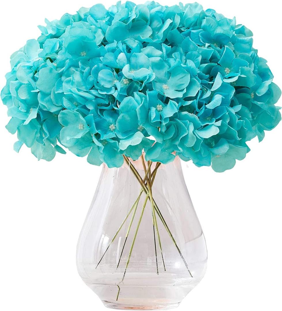 Artificial Hydrangea Flowers Tiffany Heads 10 Fake Hydrangea Silk Flowers for Wedding Centerpieces Bouquets DIY Floral Decor Home Decoration with Stems (Large)