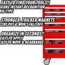 Magnetic Tool Drawer Labels84 Piece Heavy Duty Slim Toolbox Labels (Black), Small Magnetic Tool Chest & Cabinet Drawer Labels for Steel Tool Boxes, Toolbox Organization Magnets for Workbench & Garage