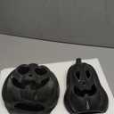 Tioncy 2 Pack Terracotta Pumpkin Decoration Handmade Brown Clay Pumpkin Jack-o-Lantern Halloween Tealight Holder Rustic Farmhouse Fall Home Decor for Table Porch Mantel Indoor Centerpieces (Black)