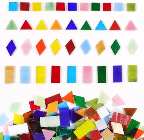 Mosaic Tile Stained Glass 4 Mixed Shapes Mosaics Tiles Pieces for DIY Crafts Suppliers, Tiffany Lamps Candles Photo Frame (All)