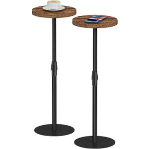 TUTOTAK Tall Round Side Table, Small End TableSet of 2Drink Table, Pedestal Side Table, livingroom, Brown TB01BB0962