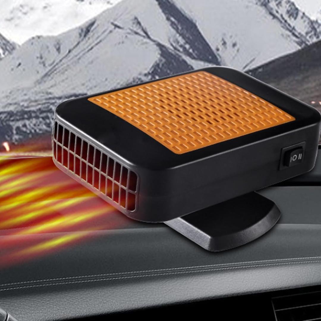 Car Heater, 12V 200W Portable Car Defroster Windshield Heater, Plug-in Cigarette Lighter Heaters Windshield Defogger with 2-in-1 Heating and Cooling Function 360 Rotatable for Vehicle