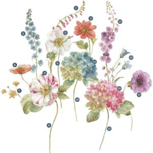 RoomMates RMK3261GM Lisa Audit Garden Flowers Peel and Stick Giant Wall Decals