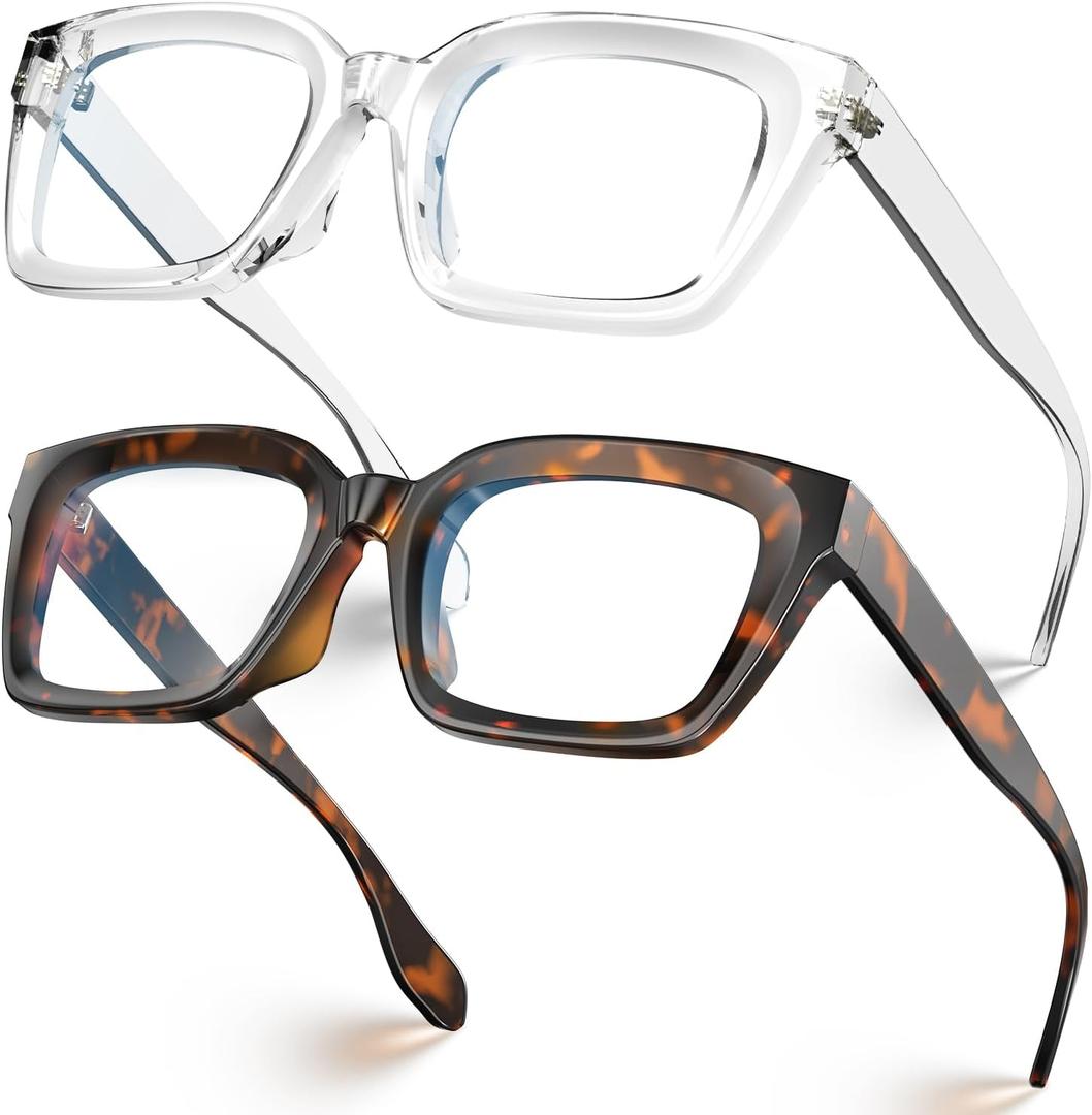 VISOONE Chunky Square Blue Light Blocking Glasses with Anti Computer Glare for Working Women Men MONTANA (Coco Tortoise+clear)