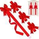 WILLBOND 4 Pcs Red Christmas Cabinet Ribbons Bows Large Red Bow Christmas Door Kitchen Cabinet Ribbon Bows Locker for Xmas Holidays Party Decorations Supplies