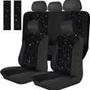 Tallew Car Seat Cover Full Set Bling Velvet Chair Cover for Women Breathable Vehicle Chair Protector Black Mesh Auto Seat Cover Universal Fit for Most of Sedan SUV Truck Minivan Airbag Compatible