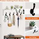 29'' Coat Rack Wall Mount with Shelf, Coat Hanger Wall Mount with Key Hooks and Mail Holder, Wood Entryway Floating Shelf with Hooks and Storage, Hat Rack for Wall Key Holder Mail Organizer