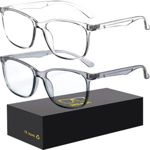 Blue-Light Blocking Glasses Computer Reading/Gaming/TV/Phones Glasses Fashion Anti Eyestrain UV Glasses for Women Men (A4 Gray + Transparent)