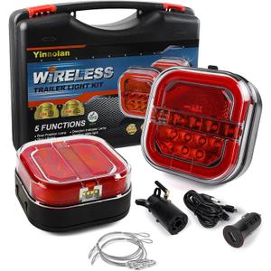 Yinaolan Magnetic Wireless LED Trailer Rear Lights Kit, Wireless Trailer Lights for Towing, 2PCS Rechargeable Universal LED Tail Light Kit for Tow Truck Trailers, Caravans, Campers, RVs, Vans, Boats
