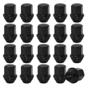 M14x1.5 Wheel Lug Nuts, 7/8" Hex Lug Nut Set of 20, Closed End One-Piece Lugnuts, Factory Style Acorn Seat Lug Nut Compatible with Ford Mustang 2015-2021, Grand Cherokee, Wrangler, Black