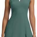 Dokuritu Tennis Dresses for Women,Golf Dresses for Women with Shorts Sleeveless Workout Athletic Dress with Pockets (X-Large, Light Green)
