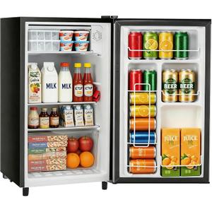 Mini Fridge with Freezer, 3.2 Cu.Ft Compact Single Door Refrigerator with Adjustable Thermostat, Low Noise & Energy Efficient (0.41kWh/Day), Small Fridge for Bedroom, Dorm, Office, Apartment (Silver)