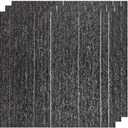 32 Pieces of Carpet 20x20 inch Square Carpet Tiles, Reusable, Non Slip, Seamless Tiles, Suitable for Indoor and Outdoor use in bedrooms, Living Rooms, Offices, etc., Easy to DIY（Dark Gray stripe-06）