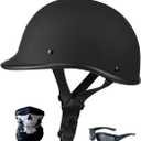 Half Cap Motocross Helmets Adult Half Shell Open Face Motorcycle Cycling Motocross Helmet Men Women DOT Approved with Goggles Facemask (XX-Large, Black)