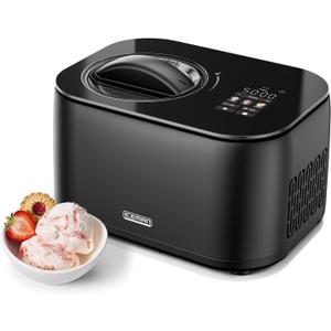 Iceman by Chefman Ice Cream Maker, No Pre-Freezing with Built-In Compressor, Makes Ice Cream, Froyo, Sorbet, Sherbet, Italian Ice, Frozen Yogurt, Digital Display w/ 3 Presets, 2 Pint Inserts Included (Black)