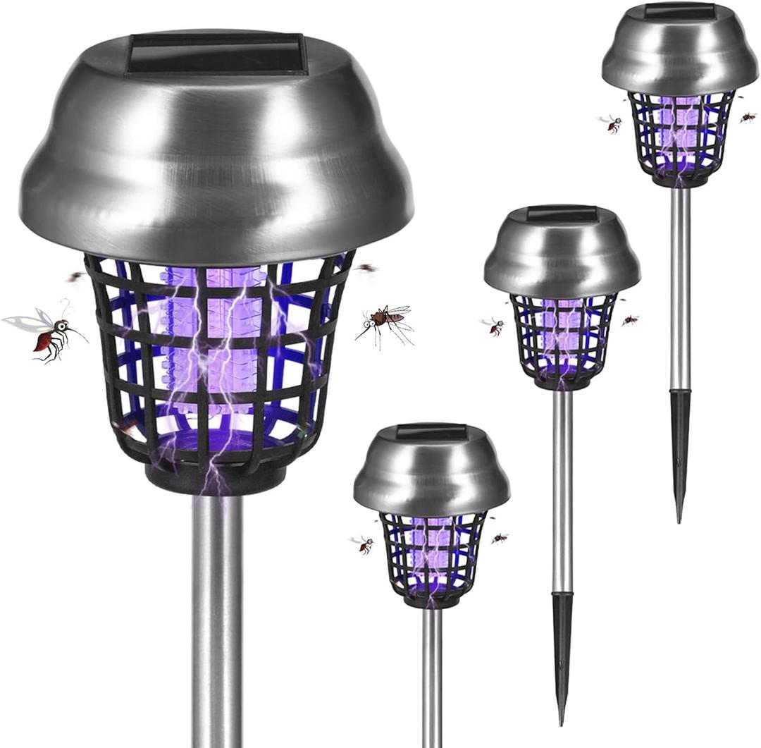 4 Pack Solar Bug Zapper Outdoor Solar Mosquito Zapper Outdoor Mosquito Repellent Outdoor,Mosquito Trap Used to Keep Gnat Small Flying Insect Away,Solar Bug Zapper Outside