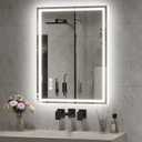 LED Bathroom Mirror 24x36 Inch Anti-Fog Bathroom Mirror with Lights, Wall Mounted Lighted Vanity Mirrors, Dimmable, Backlit + Front Lit, Smart Bathroom Vanity Mirror with 3 Colors Temperature