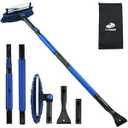 CARCAREZ 55" Extendable Snow Brush with Squeegee and Ice Scraper - Foam Grip - Auto Windshield Snowbrush - no Scratch Removal Tool - Car Truck SUV Winter Remover, Blue