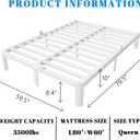 10 Inch Queen Bed Frame, White Bed Frame Queen Size with Metal Baffles, No Box Spring Needed, Heavy Duty Steel Platform Support, Rounded Corner Legs, Reserved Holes, Noise Free, Storage Space