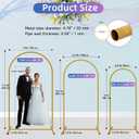 Hemmotop Metal Arch Backdrop Stand Set of 3, 6ft, 6.6ft, 7.2ft Wedding Arch Frame for Backdrop, Balloons, Flowers, Garden Dcor, Gold Arched Stand for Birthday, Baby Shower, Graduation Party, 3 Pieces