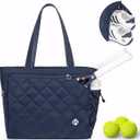 KAVIGOR Tennis Tote Bag with Shoe Compartment - Extra-Large Quilted Pickleball Bag Holds 2-4 Rackets, Water-Resistant & Lightweight for Men & Women