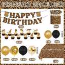 Leopard Print Party Decorations Set, Safari Theme Birthday Supplies with Balloons, Banner, Cake Topper, Tablecloth