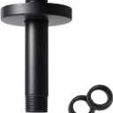 4 Inch Shower Arm with Flange, Ceiling Mounted Shower Head Extension Arm, 1/2 NPT Straight Arm for Rain Shower Head, Stainless Steel Shower Head Extension Replacement Pipe Arm, Black