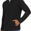 Chaps Men's Regular Fit Long Sleeve Midweight Quarter Zip Fleece Pullover Sweater (S-XXL) (American Black)