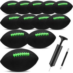 Syhood 12 Pack Composite Leather Footballs Official Size Footballs Bulk Leather Inflatable Football with Pump Regulation Highschool College Football for Training and Recreational Play